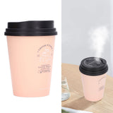 USB Humidifier 300ml Coffee Cup Low Noise Auto Off Compact Lightweight Space Saving Mini Humidifier for Car Home OfficePink