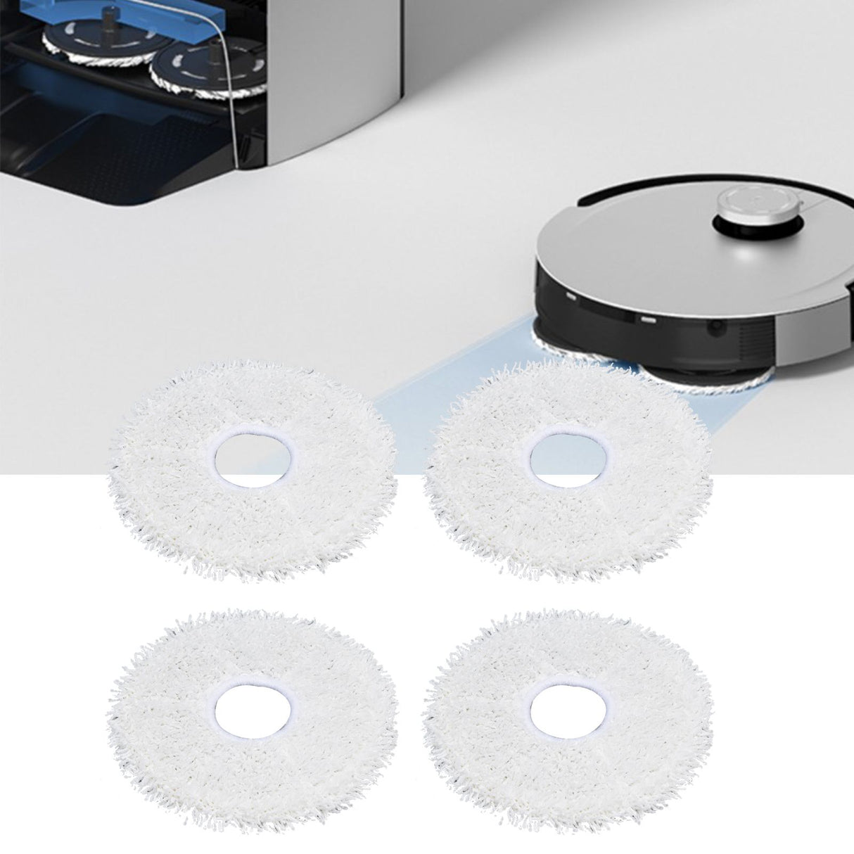 4pcs Sweeper Mop Pad Fiber Cleaning Mop Cloth Replacement for DEEBOT X1 Sweeping Robot