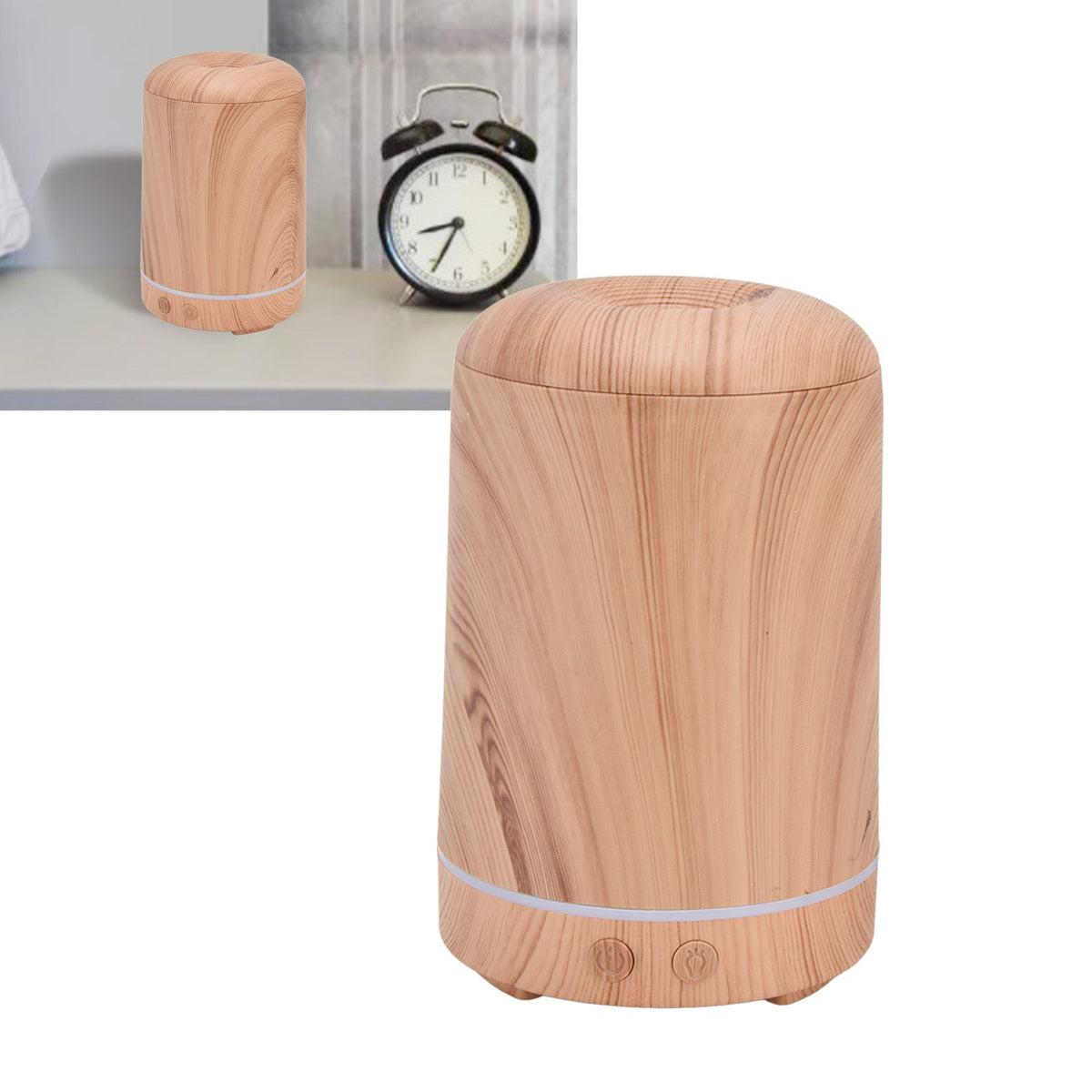 200ml Wood Grain Humidifier Aroma Air Humidifier USB Powered Night Light Humidifier for Bedroom