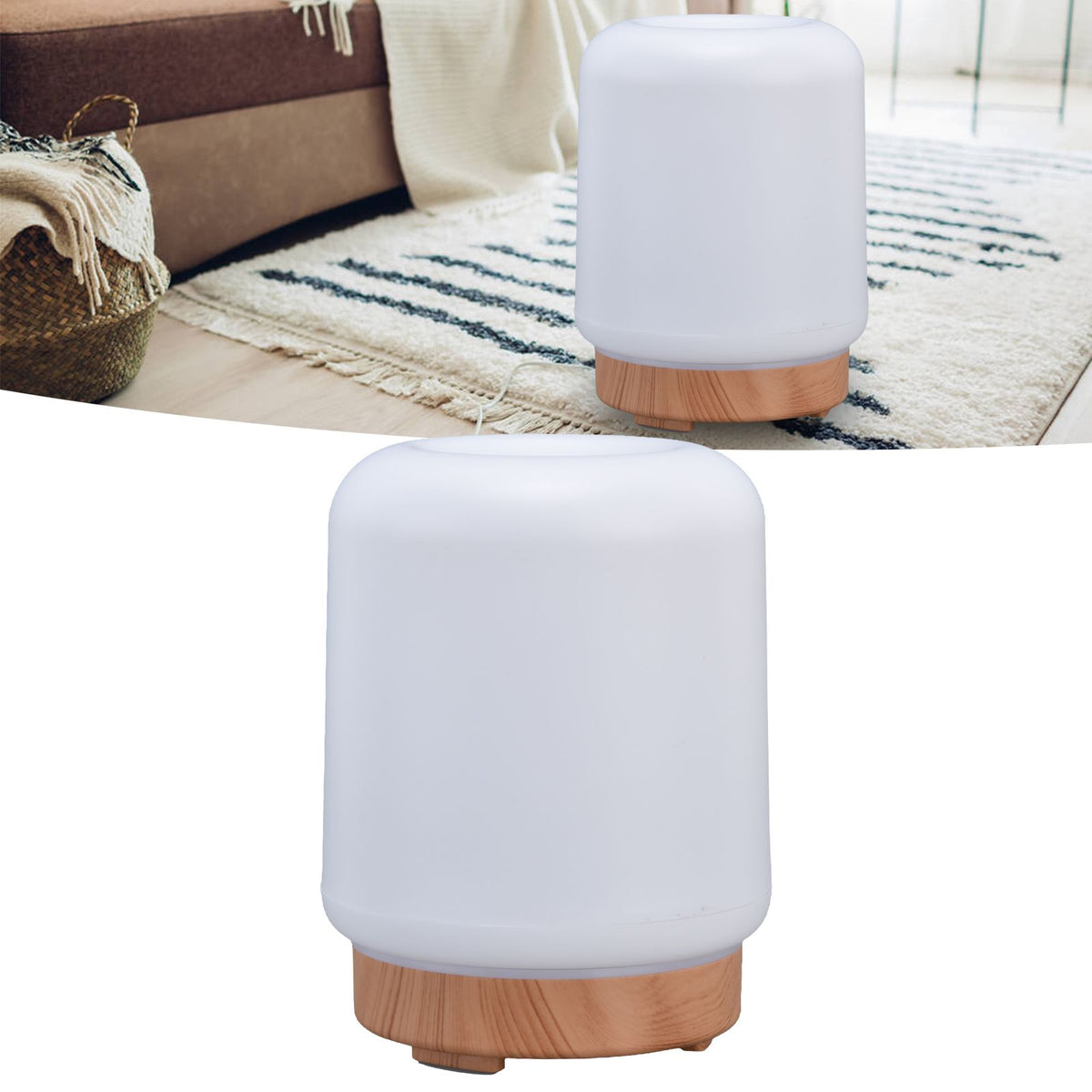 200ml Wood Grain Humidifier USB Powered Aroma Air Humidifier Night Light Humidifier for Bedroom Living Rooms Office