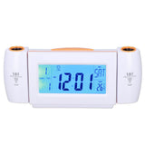 Projection Alarm Clock Glareless LED Night Light Voice Control Induction Temperature Display LED ClockWhite Orange