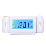 Projection Alarm Clock Glareless LED Night Light Voice Control Induction Temperature Display LED ClockWhite Orange - Side View