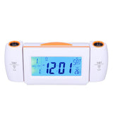 Projection Alarm Clock Glareless LED Night Light Voice Control Induction Temperature Display LED ClockWhite Orange