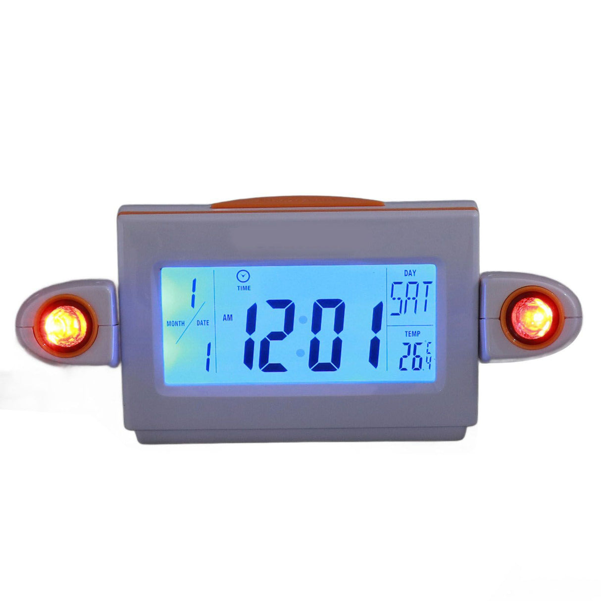 Projection Alarm Clock Glareless LED Night Light Voice Control Induction Temperature Display LED ClockWhite Orange