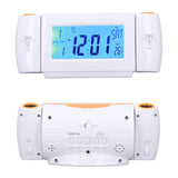 Projection Alarm Clock Glareless LED Night Light Voice Control Induction Temperature Display LED ClockWhite Orange - Low Angle