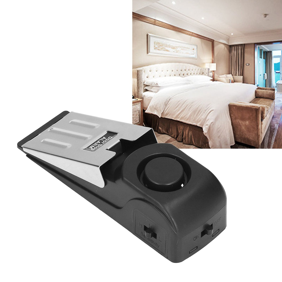 Door Stopper Anti Theft Burglar Alerter Adjustable Three Level Sensitivity 120dB Wireless Door Stop Alarm