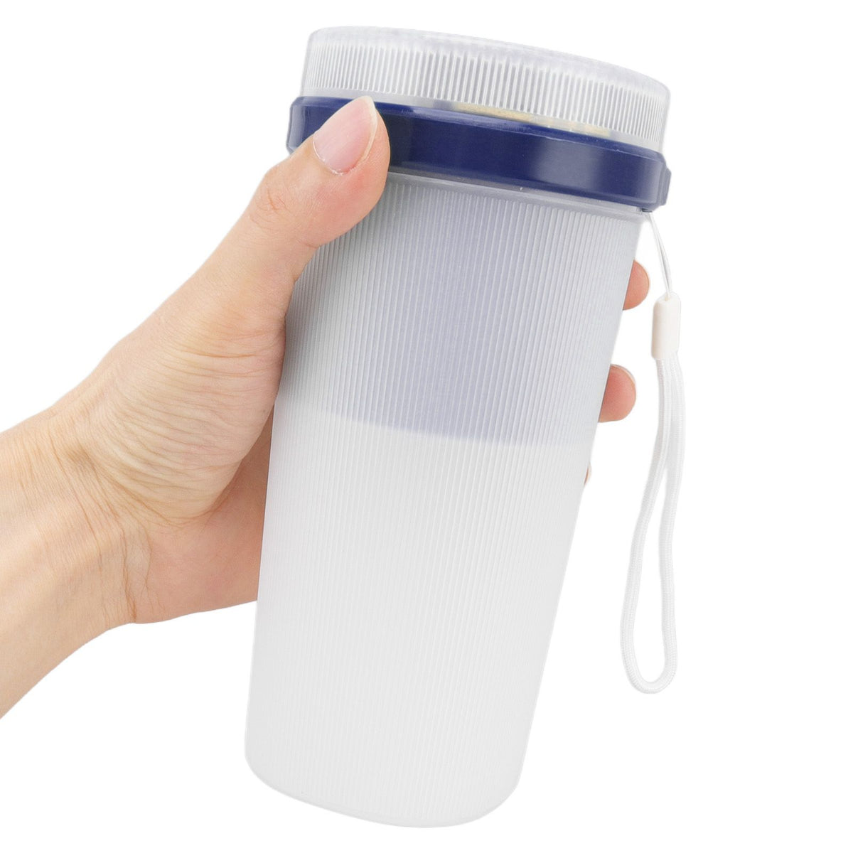 300ml USB Charging Electric Juicer Cup Security Lock Blender with 6 Leaf Knife and Waterproof Blue Light Display for Home Blue