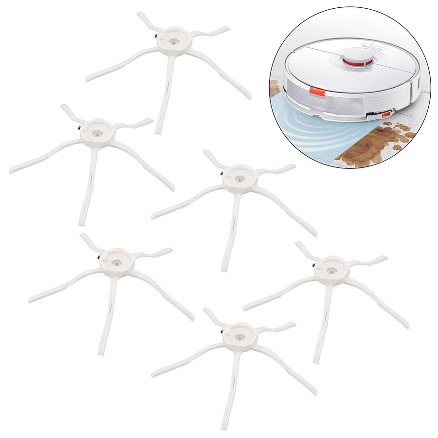 6PCS Robot Vacuum Cleaner Side Brush Silicone Sweeper Side Brush Replacement for Xiaomi Roborock S7 White