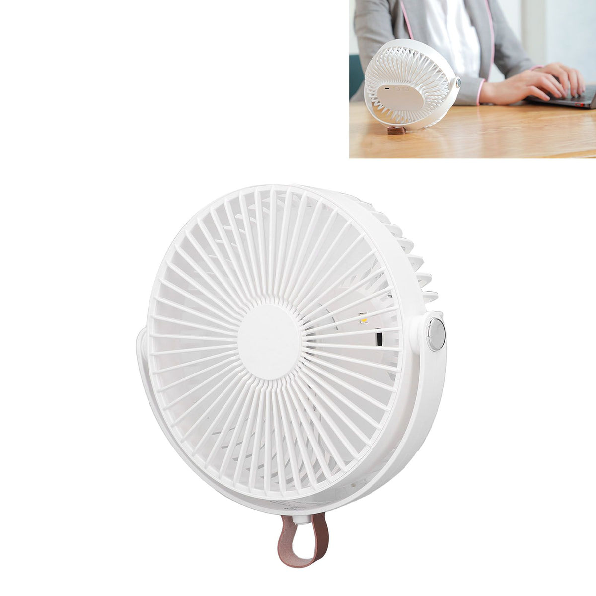 Electric Fan 3 Speeds 360 Degree Adjustable USB Rechargeable Portable Camping Fan with Night Light for Dormitory Camping