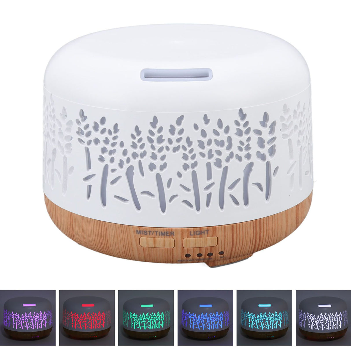 Desktop Humidifier 300ml Wood Grain Design Low Noise Aromatherapy Humidifier with LED Color Light 100‑240V AU Plug