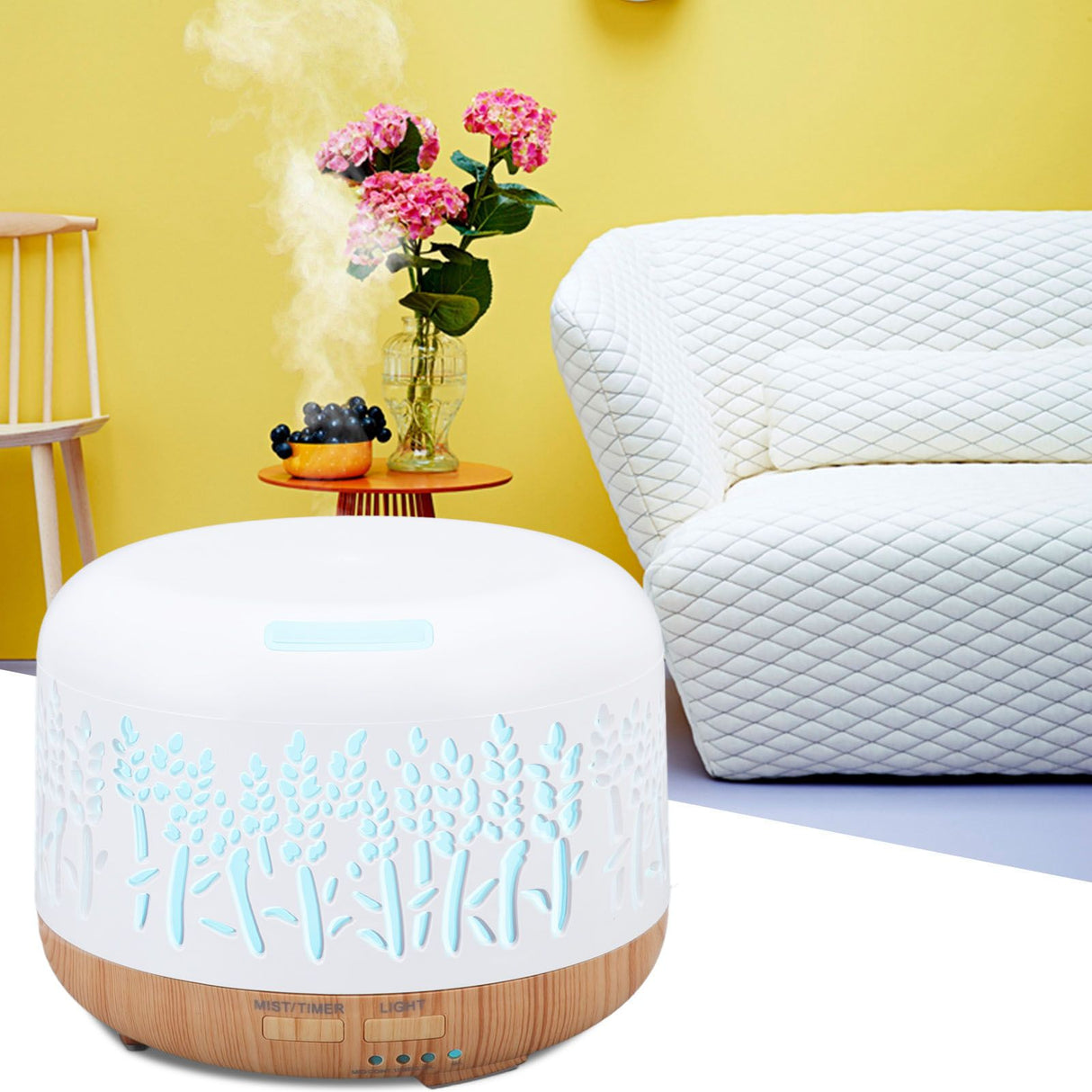 Desktop Humidifier 300ml Wood Grain Design Low Noise Aromatherapy Humidifier with LED Color Light 100‑240V AU Plug