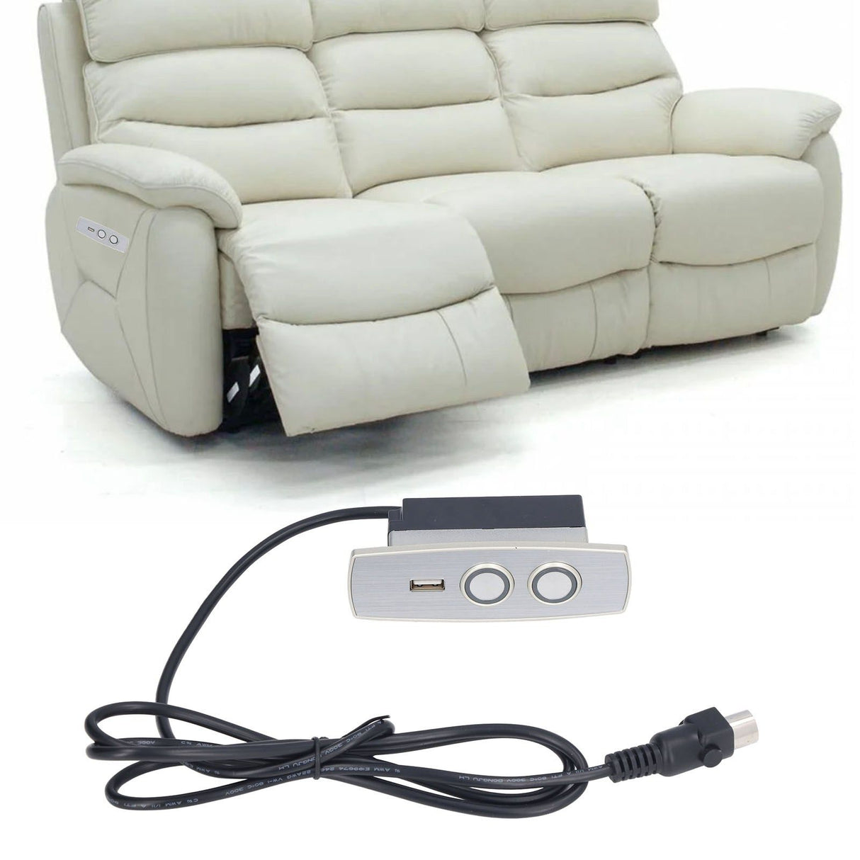 Recliner Remote Professional Electric Lift Sofa Recliner Hand Control Switch 2 Button 5 Pin with USB Phone Charger 12‑29V