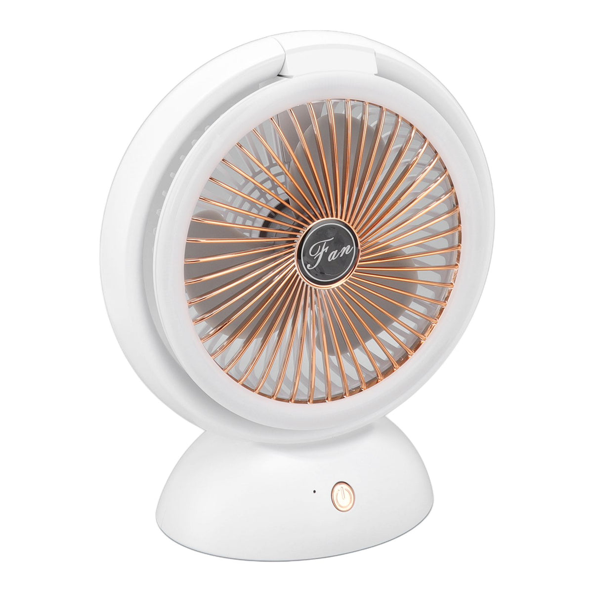 Foldable Fan with LED Light 2 in 1 Warm Light Low Noise Portable Rechargeable 4 Speed Lighting Desk Fan