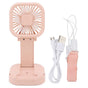 Portable Folding Fan 3 Level Wind Speed USB Powered Rechargeable Rotatable Handheld Desktop Small Fan Pink