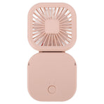 Portable Folding Fan 3 Level Wind Speed USB Powered Rechargeable Rotatable Handheld Desktop Small Fan Pink