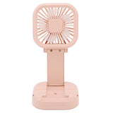 Portable Folding Fan 3 Level Wind Speed USB Powered Rechargeable Rotatable Handheld Desktop Small Fan Pink