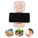 Portable Folding Fan 3 Level Wind Speed USB Powered Rechargeable Rotatable Handheld Desktop Small Fan Pink