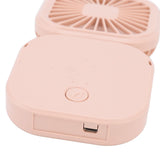 Portable Folding Fan 3 Level Wind Speed USB Powered Rechargeable Rotatable Handheld Desktop Small Fan Pink