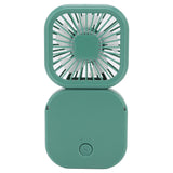 Portable Folding Fan 3 Level Wind Speed USB Powered Rechargeable Rotatable Handheld Desktop Small Fan Green