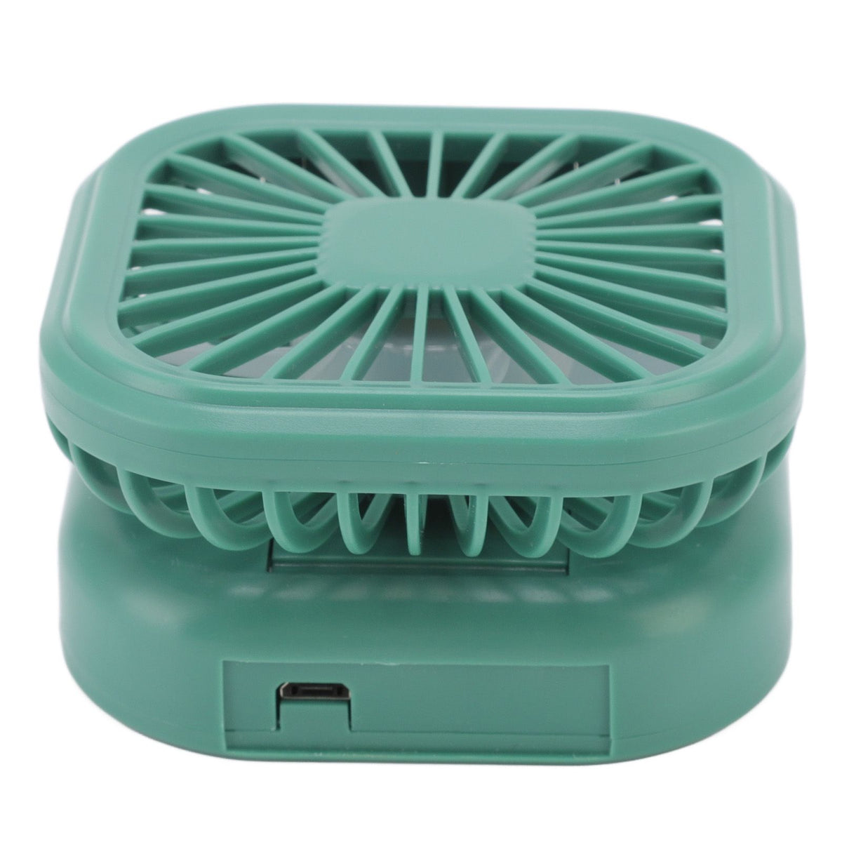 Portable Folding Fan 3 Level Wind Speed USB Powered Rechargeable Rotatable Handheld Desktop Small Fan Green