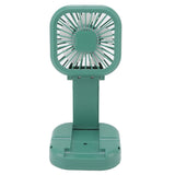 Portable Folding Fan 3 Level Wind Speed USB Powered Rechargeable Rotatable Handheld Desktop Small Fan Green