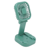Portable Folding Fan 3 Level Wind Speed USB Powered Rechargeable Rotatable Handheld Desktop Small Fan Green