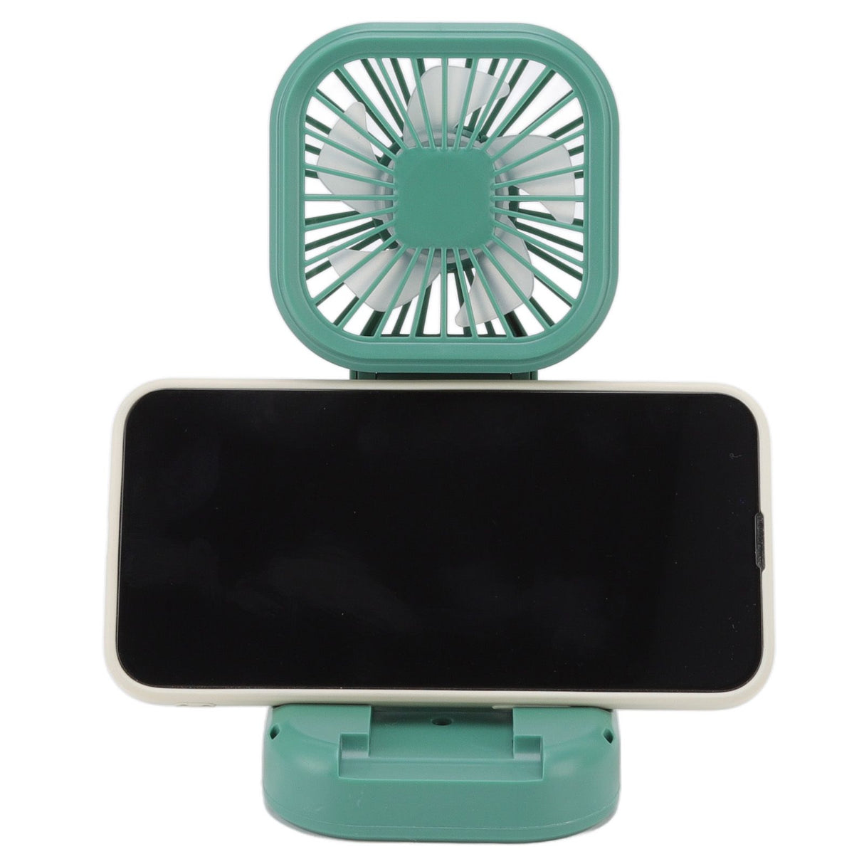 Portable Folding Fan 3 Level Wind Speed USB Powered Rechargeable Rotatable Handheld Desktop Small Fan Green