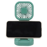 Portable Folding Fan 3 Level Wind Speed USB Powered Rechargeable Rotatable Handheld Desktop Small Fan Green - Close-Up Angle