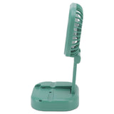 Portable Folding Fan 3 Level Wind Speed USB Powered Rechargeable Rotatable Handheld Desktop Small Fan Green