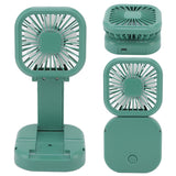Portable Folding Fan 3 Level Wind Speed USB Powered Rechargeable Rotatable Handheld Desktop Small Fan Green - Extra Image