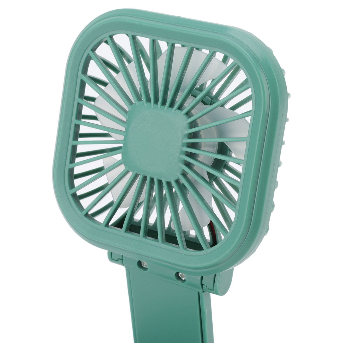 Portable Folding Fan 3 Level Wind Speed USB Powered Rechargeable Rotatable Handheld Desktop Small Fan Green