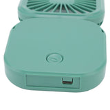 Portable Folding Fan 3 Level Wind Speed USB Powered Rechargeable Rotatable Handheld Desktop Small Fan Green