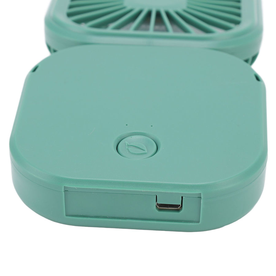 Portable Folding Fan 3 Level Wind Speed USB Powered Rechargeable Rotatable Handheld Desktop Small Fan Green
