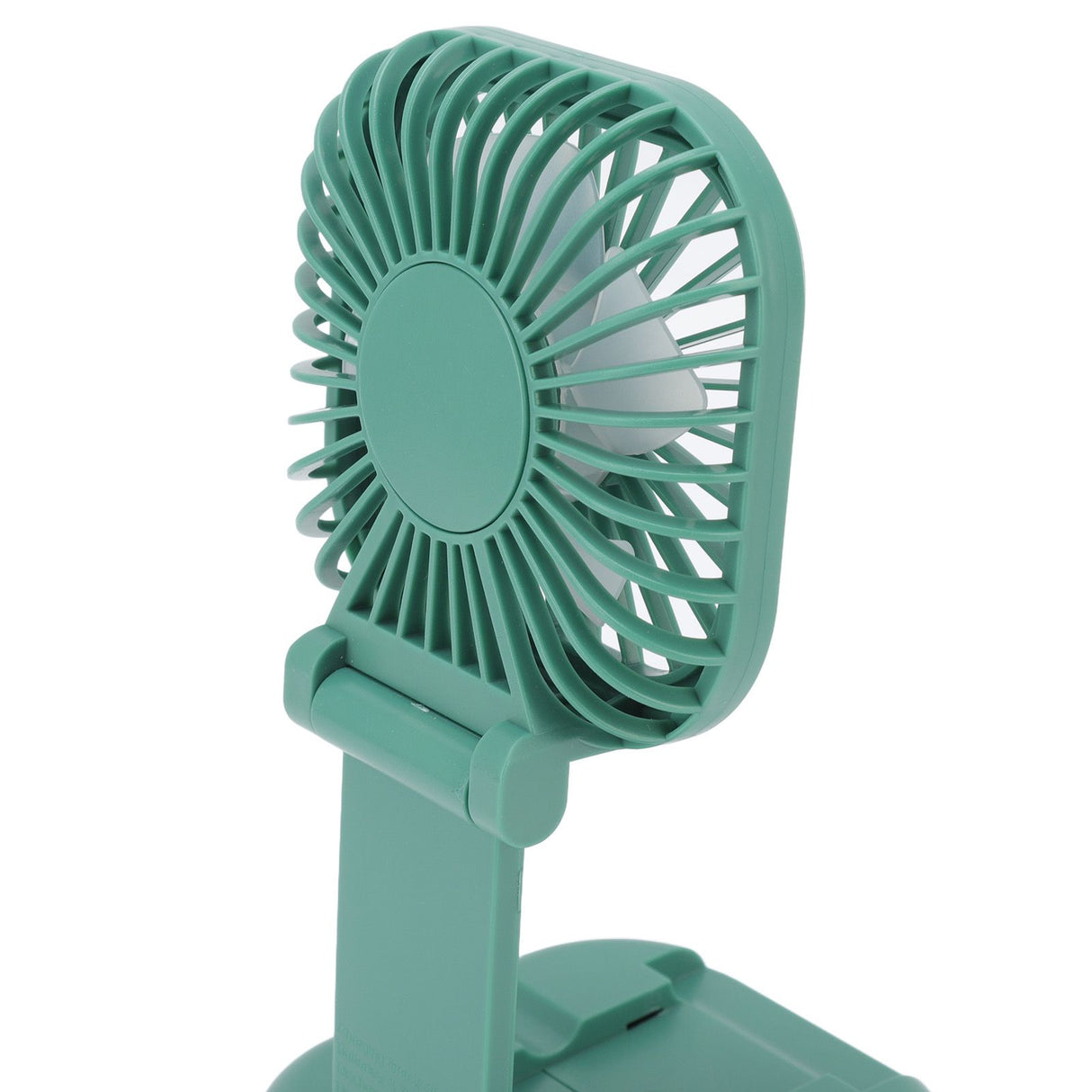 Portable Folding Fan 3 Level Wind Speed USB Powered Rechargeable Rotatable Handheld Desktop Small Fan Green
