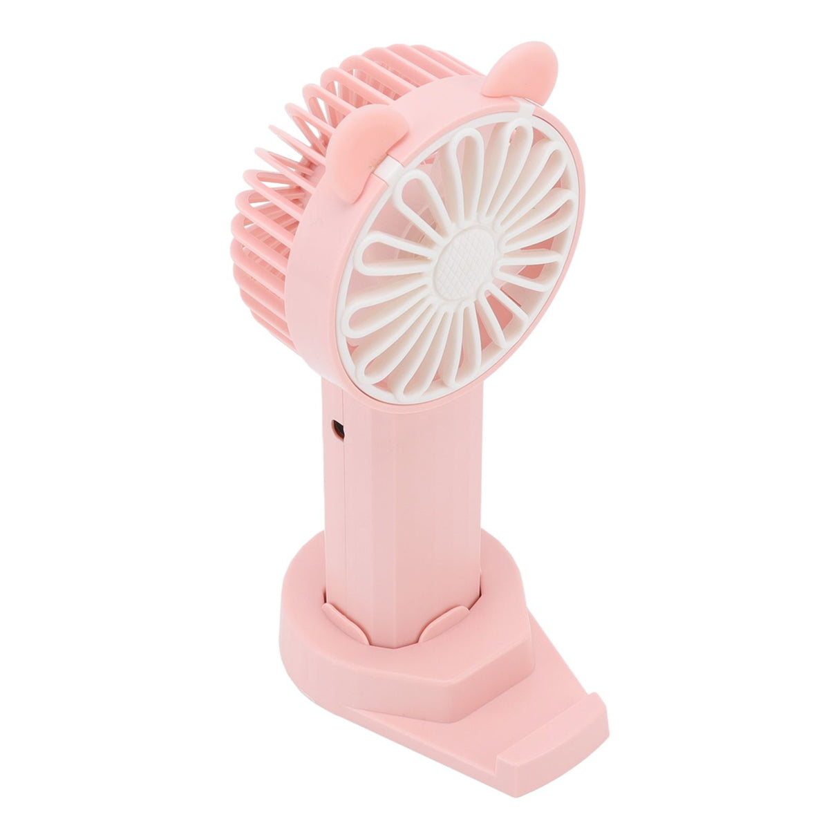Handheld Fan Strong Natural Wind USB Charging 5 Blades Detachable Base Mini Portable Fan for Home Office Travel Pink