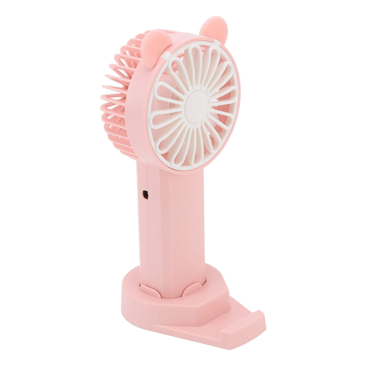 Handheld Fan Strong Natural Wind USB Charging 5 Blades Detachable Base Mini Portable Fan for Home Office Travel Pink