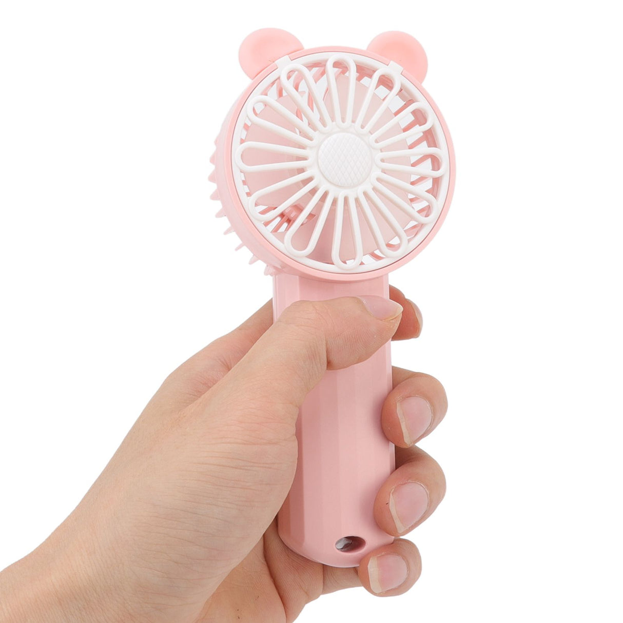Handheld Fan Strong Natural Wind USB Charging 5 Blades Detachable Base Mini Portable Fan for Home Office Travel Pink
