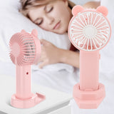 Handheld Fan Strong Natural Wind USB Charging 5 Blades Detachable Base Mini Portable Fan for Home Office Travel Pink