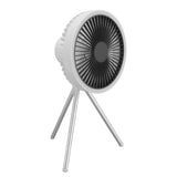 Tripod Fan 10000mAh 3 Gears Adjustable Timing Function Portable Desktop Fan with Light for Outdoor Camping White - Front View