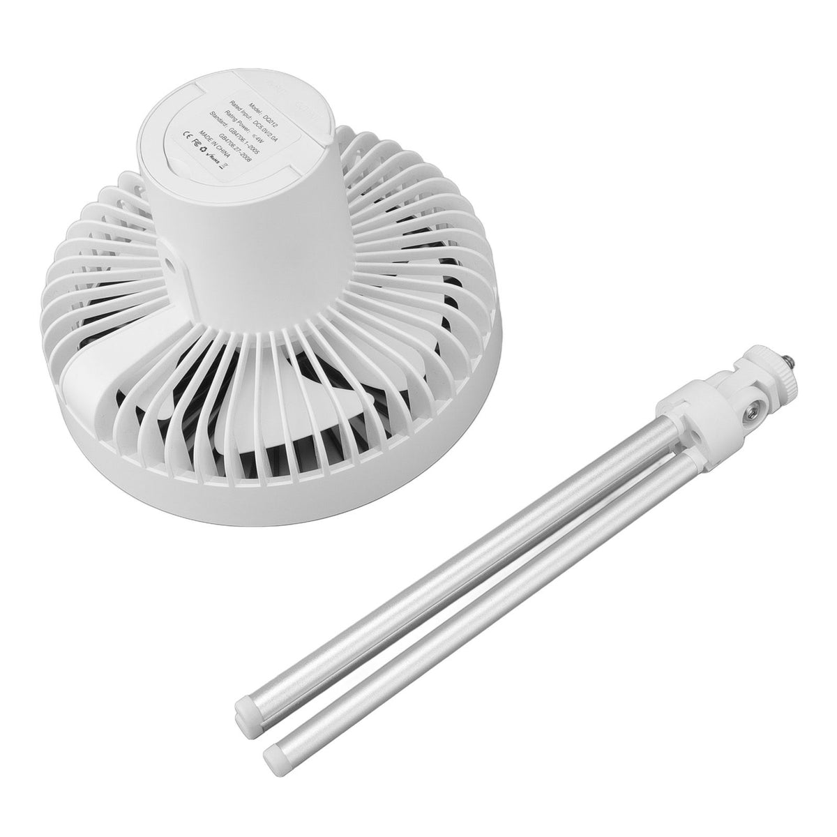 Tripod Fan 10000mAh 3 Gears Adjustable Timing Function Portable Desktop Fan with Light for Outdoor Camping White