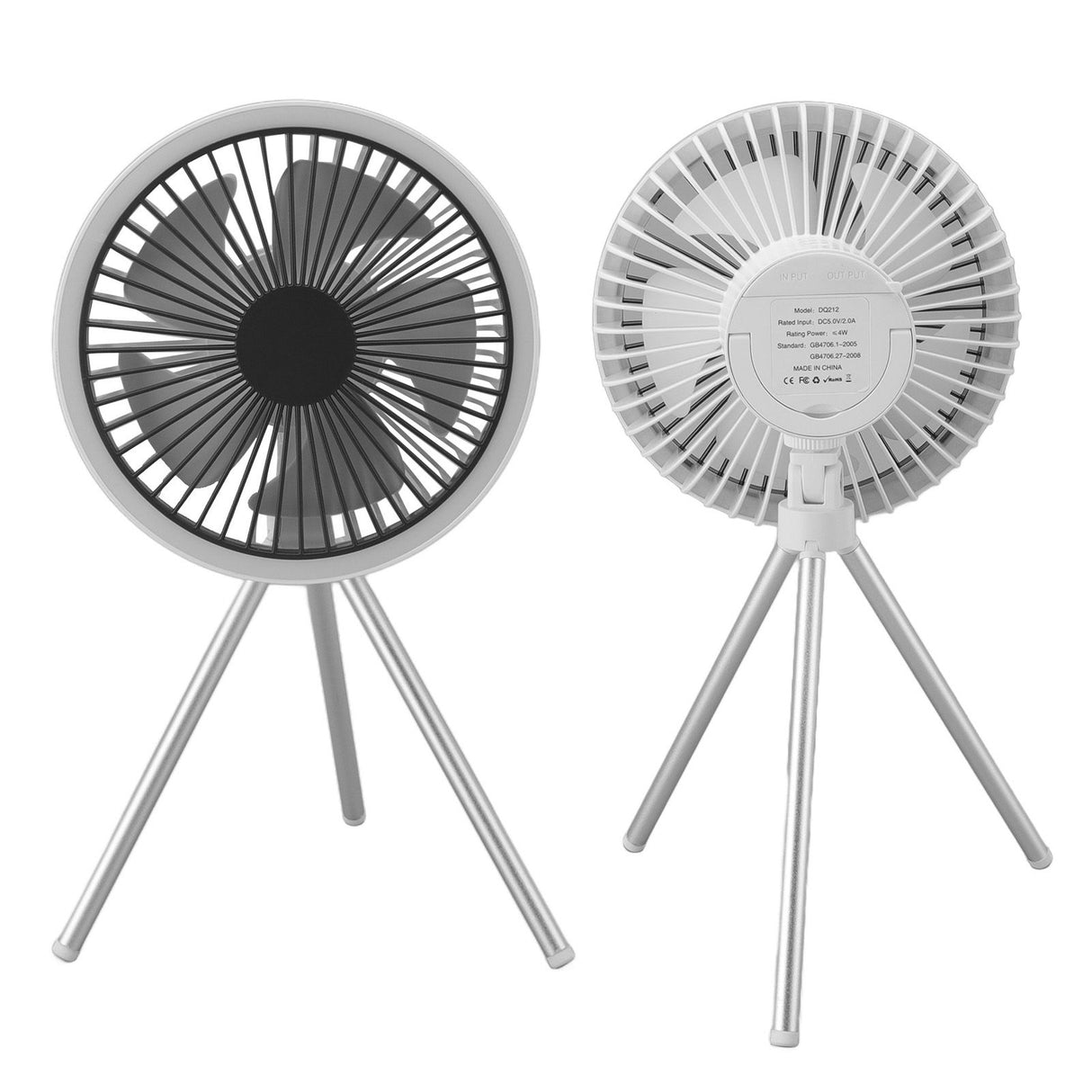 Tripod Fan 10000mAh 3 Gears Adjustable Timing Function Portable Desktop Fan with Light for Outdoor Camping White