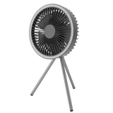 Tripod Fan 10000mAh 3 Gears Adjustable Timing Function Portable Desktop Fan with Light for Outdoor Camping Gray - Side View