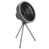 Tripod Fan 10000mAh 3 Gears Adjustable Timing Function Portable Desktop Fan with Light for Outdoor Camping Gray