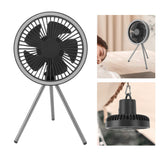 Tripod Fan 10000mAh 3 Gears Adjustable Timing Function Portable Desktop Fan with Light for Outdoor Camping Gray - Extra Image