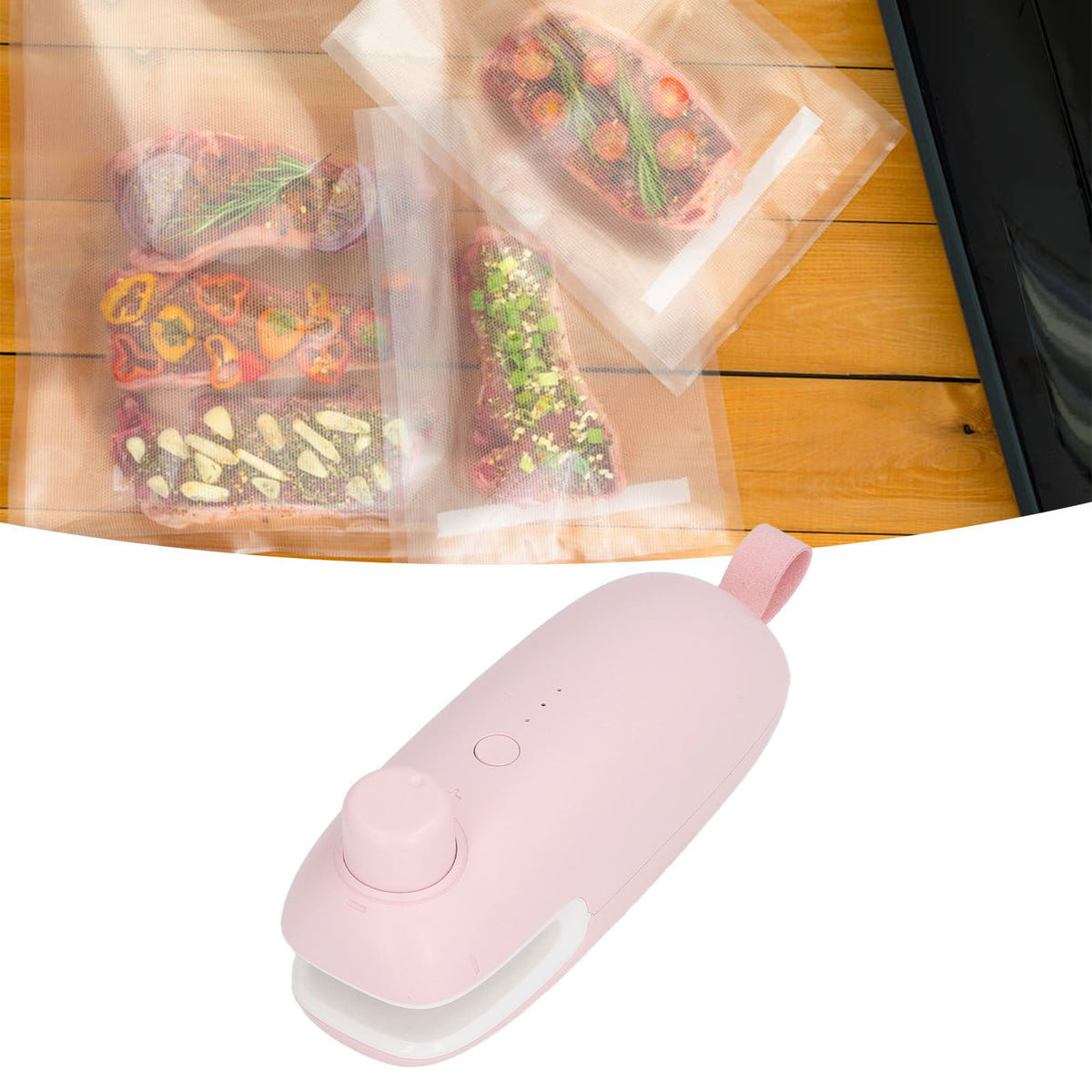 Heat Bag Sealer USB Charging Cutter Sealing Cutting Machine Tool for Better Storage Pink