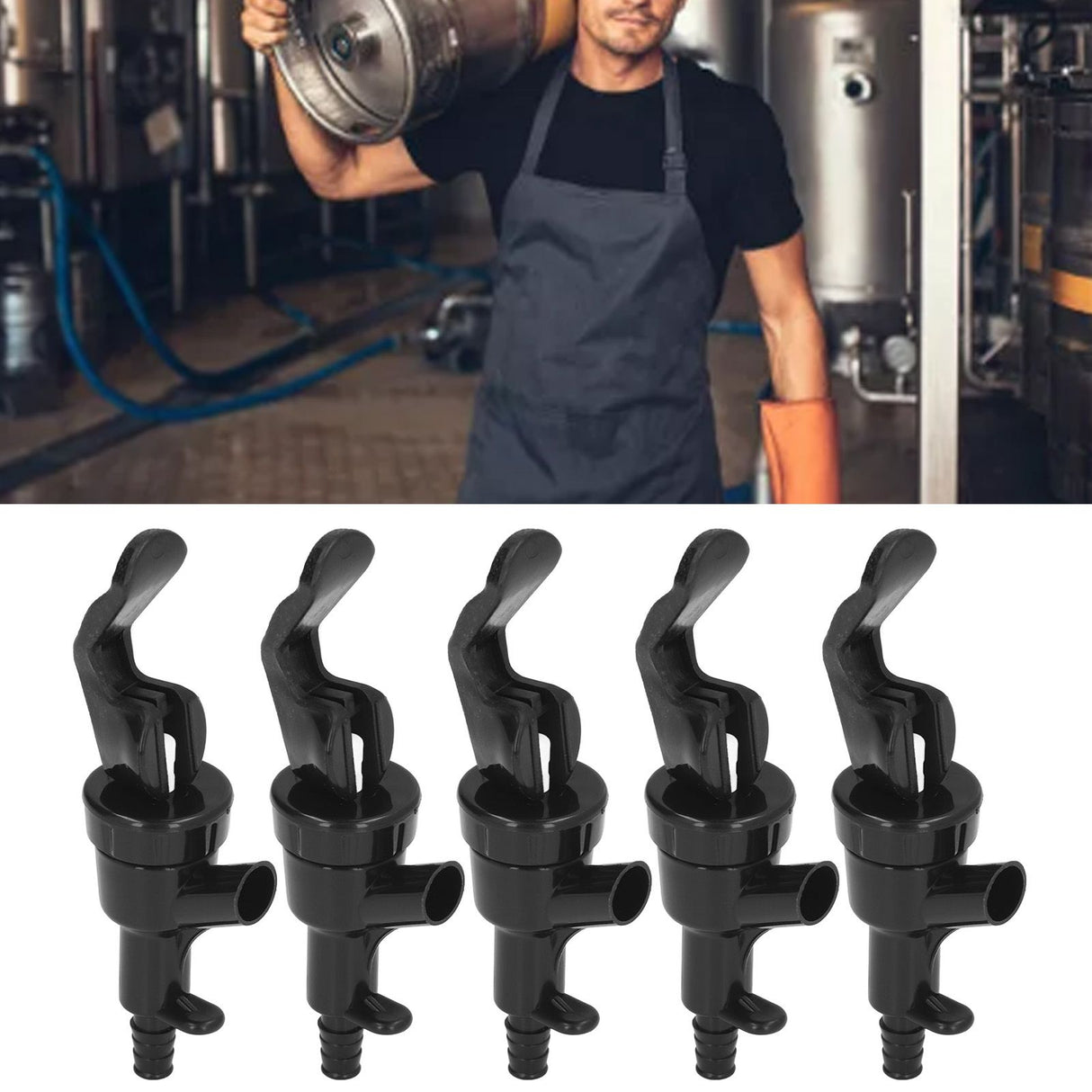 5Pcs Beer Tap Brewing Barrel Faucet ABS 20PSI 1/4in Bard Connector 3/16in Outlet Set Kit