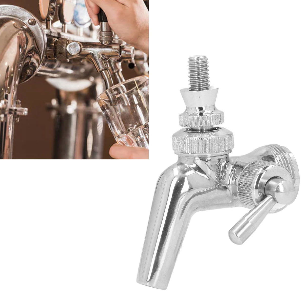 Beer Flow Control Faucet Stainless Steel Beer Tap with Dust Cover Handle for Homebrewing