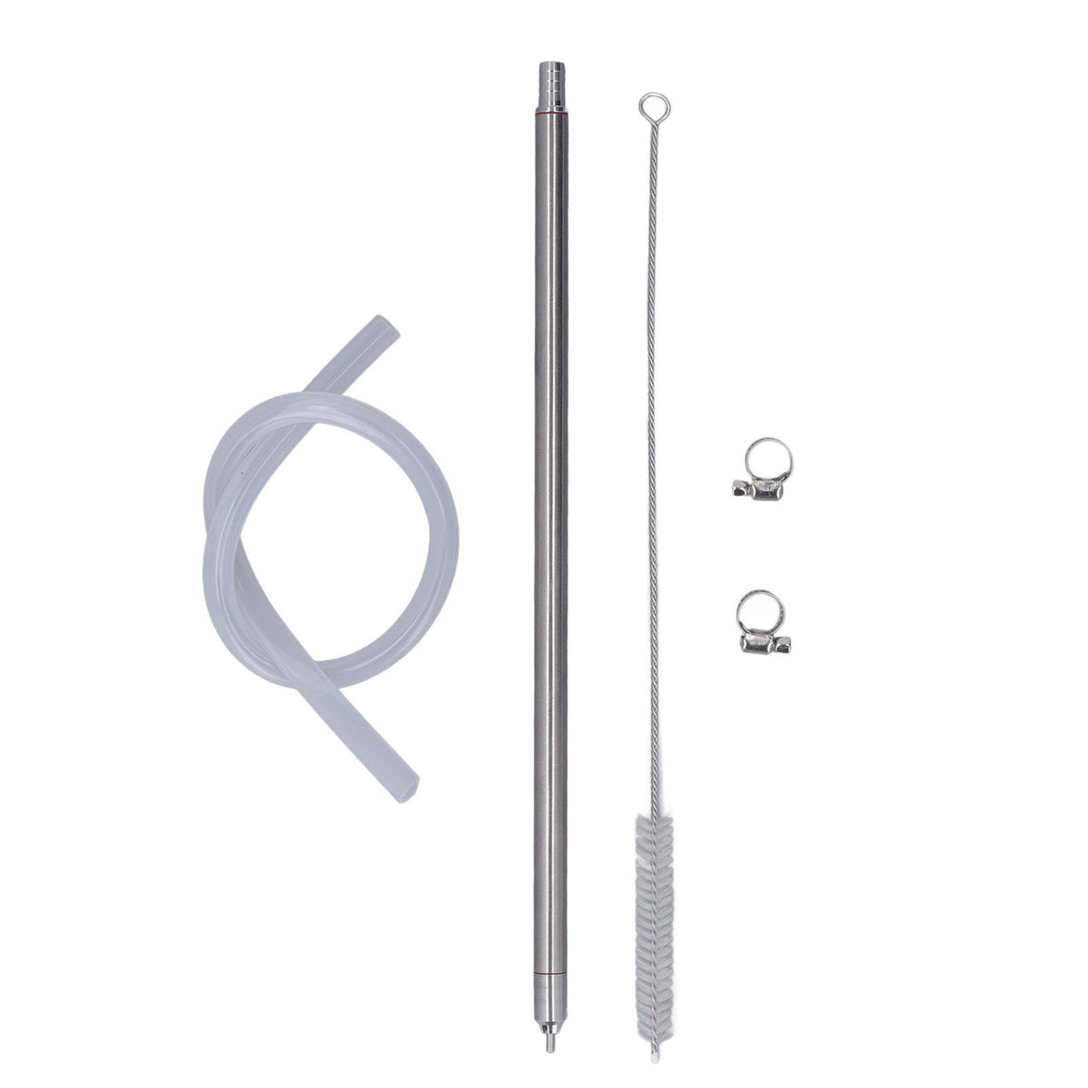 35.2cm Length Spring Loaded Beer Bottle Filler Stainless Steel Wine Bottle Filler Wand with Cleaning Brush Hose Clamp