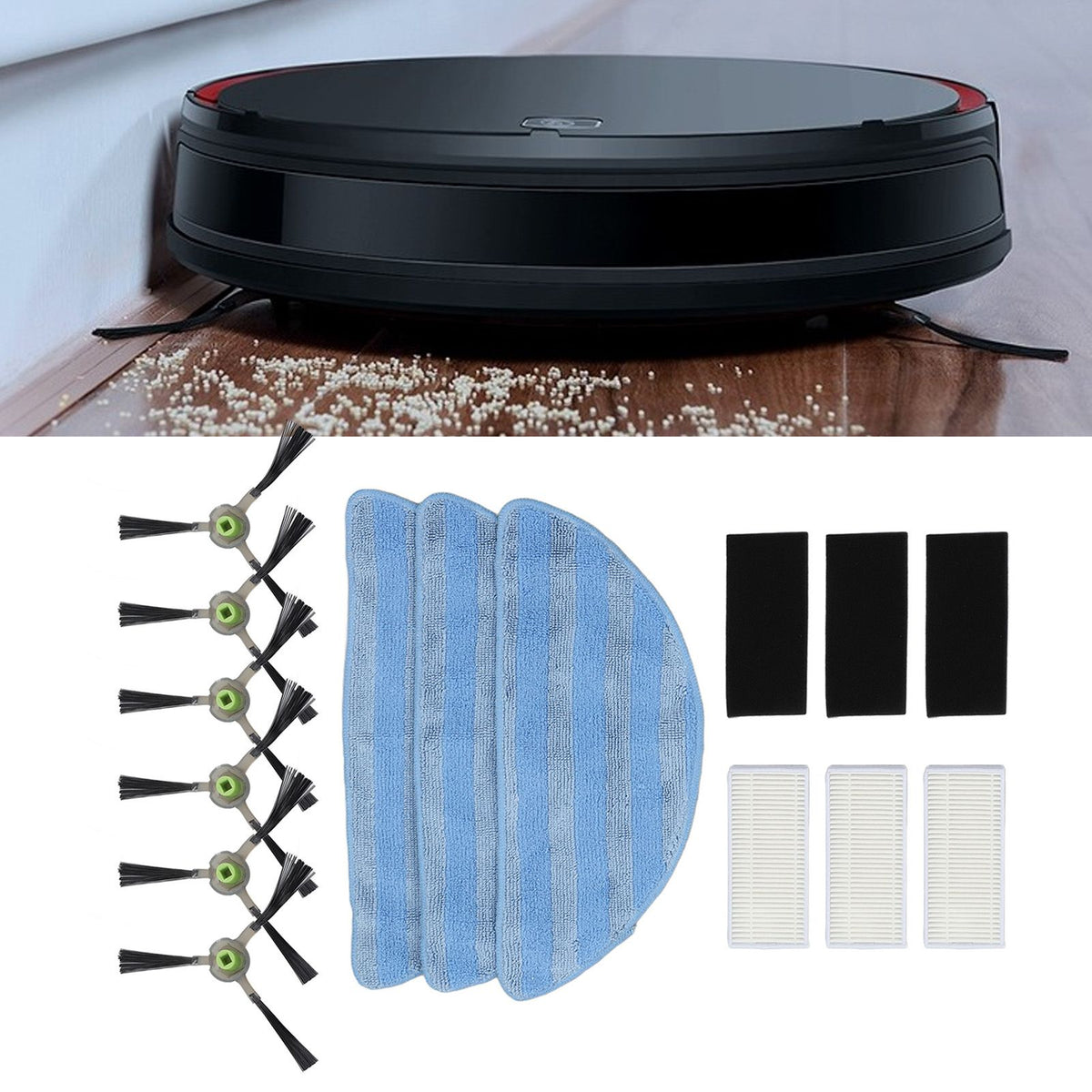 Vacuum Cleaner Accessories Kit High Strength Sweeping Robot Cleaning Rag Filter Side Brush Replacement Parts