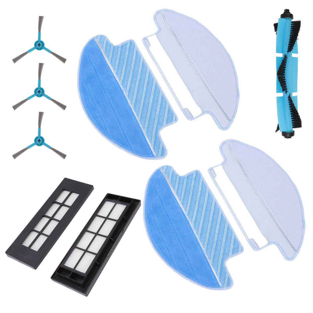 9 Pcs Vacuum Parts Replacement Main Brush Side Brush Filter Mop Vacuum Cleaner Accessories Kit for Conga 3090